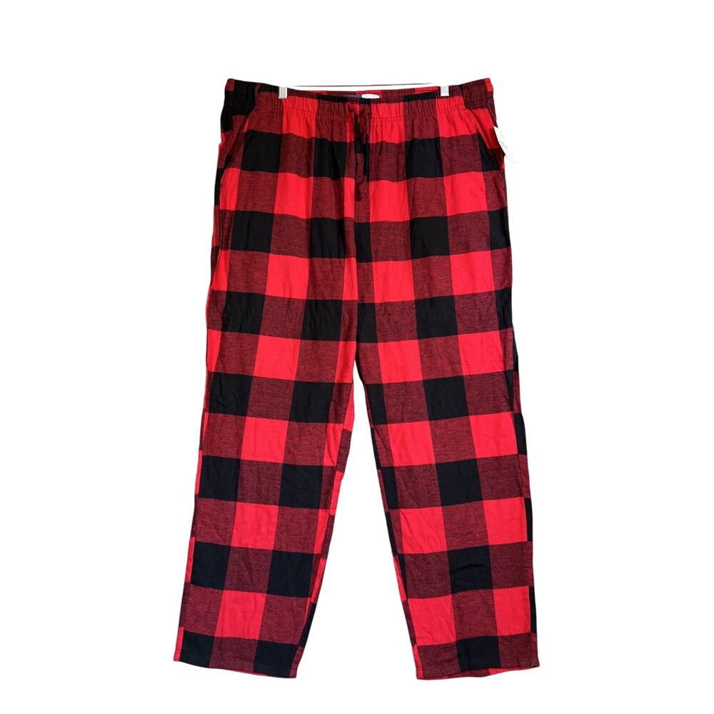 Old Navy Pajama Pants Men XXL Buffalo Plaid Cotton Flannel Red Black Pockets NEW